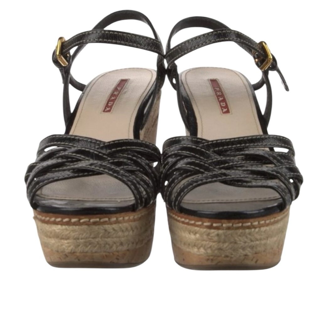 Prada Black Espadrille Wedges